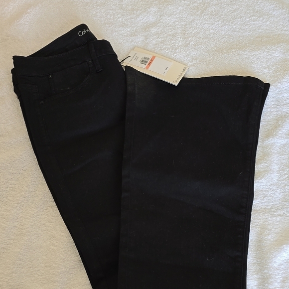 NWT Calvin Klein Black Flare Wide Leg Jeans - Picture 4 of 4